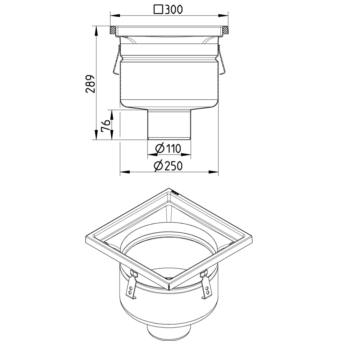 Line Drawing - Drain-No membrane-300