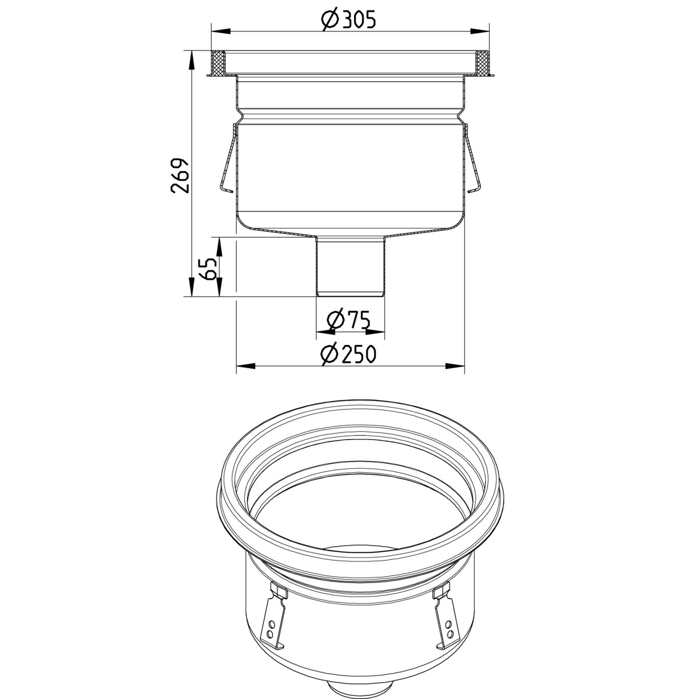 Line Drawing - Drain-No membrane-305