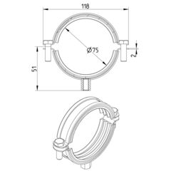 Line Drawing - Pipe hanger-EPDM-stainless